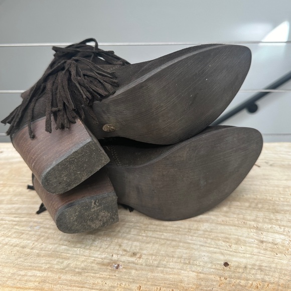 Steve Madden Black Brown Faulkner Fringe Suede Booties Ankle Boot festival 9 - Picture 6 of 9